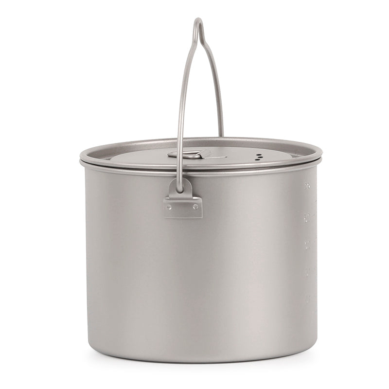 Titanium 1100ml Pot with Lid &  Hanger Mug Foldable Handles for Backpacking Camping etc.