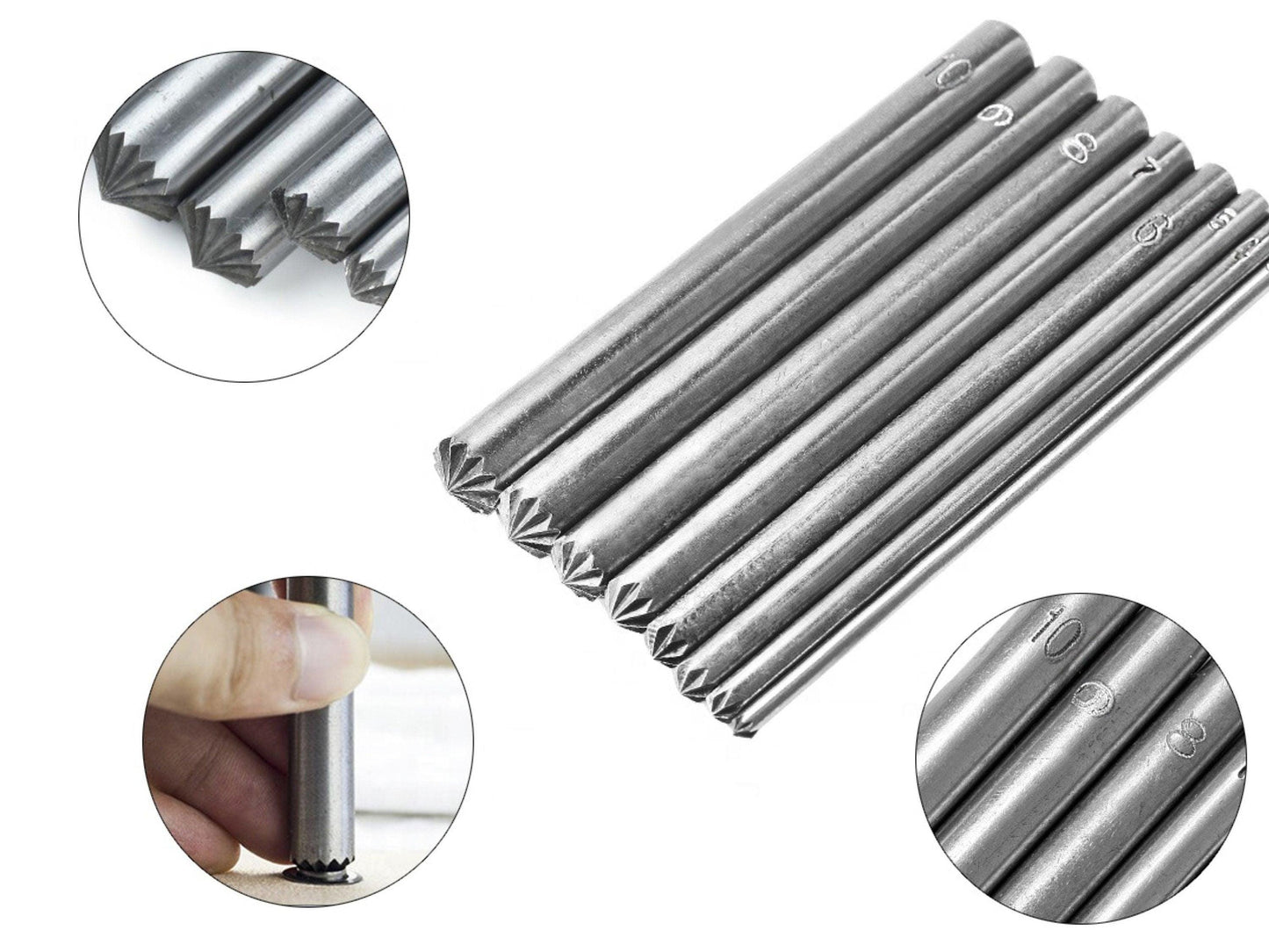 8 Piece Set Star Pattern Leather Craft Punching Tools | Snap Rivet Punch Setter