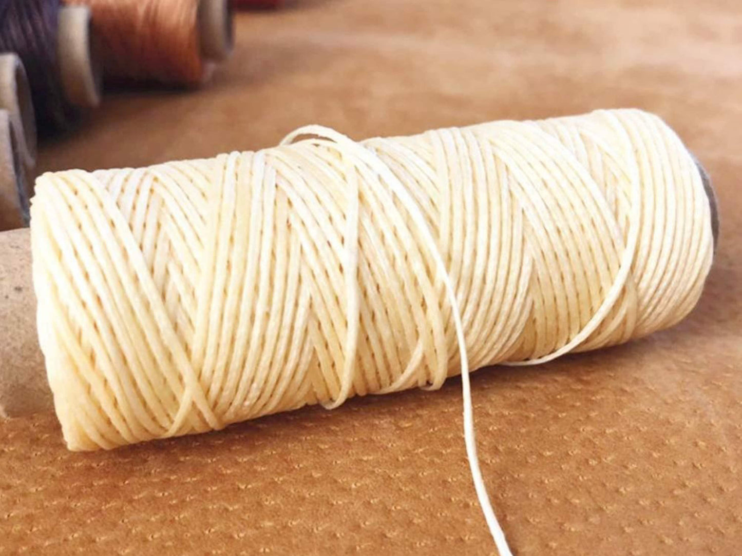 Gold Yellow Leather Sewing Flat Wax Thread, 1mm, 164 ft / 50m