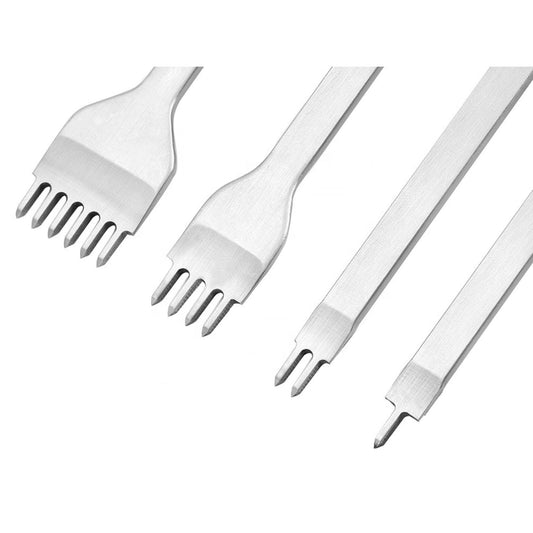 4 Pcs Leather Hole Punch Tool Set | Lacing - Stitching - Prong Punch | Leather Sewing Punch Set for Leatherworking