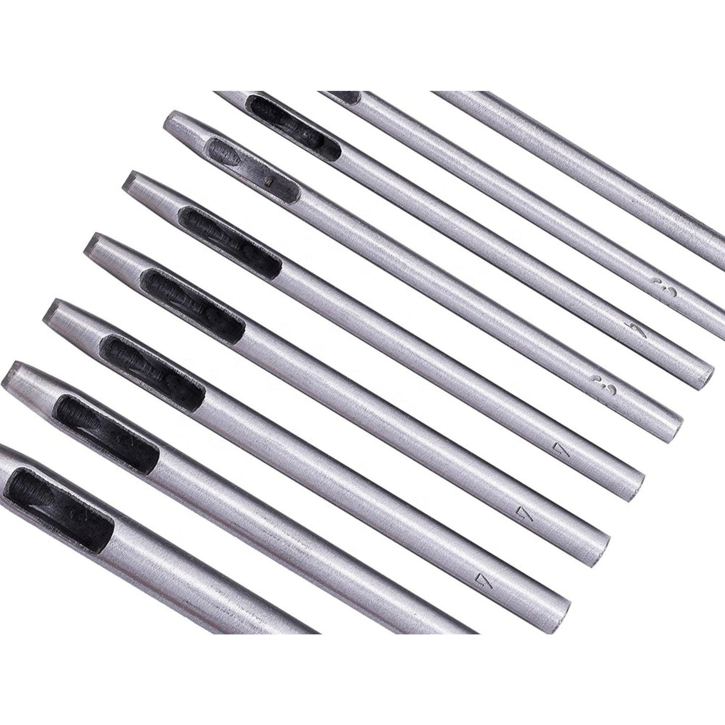 9 Piece Leather Belt Round Shape Hallow Hole Punch Tool Set, 0.5mm - 4mm