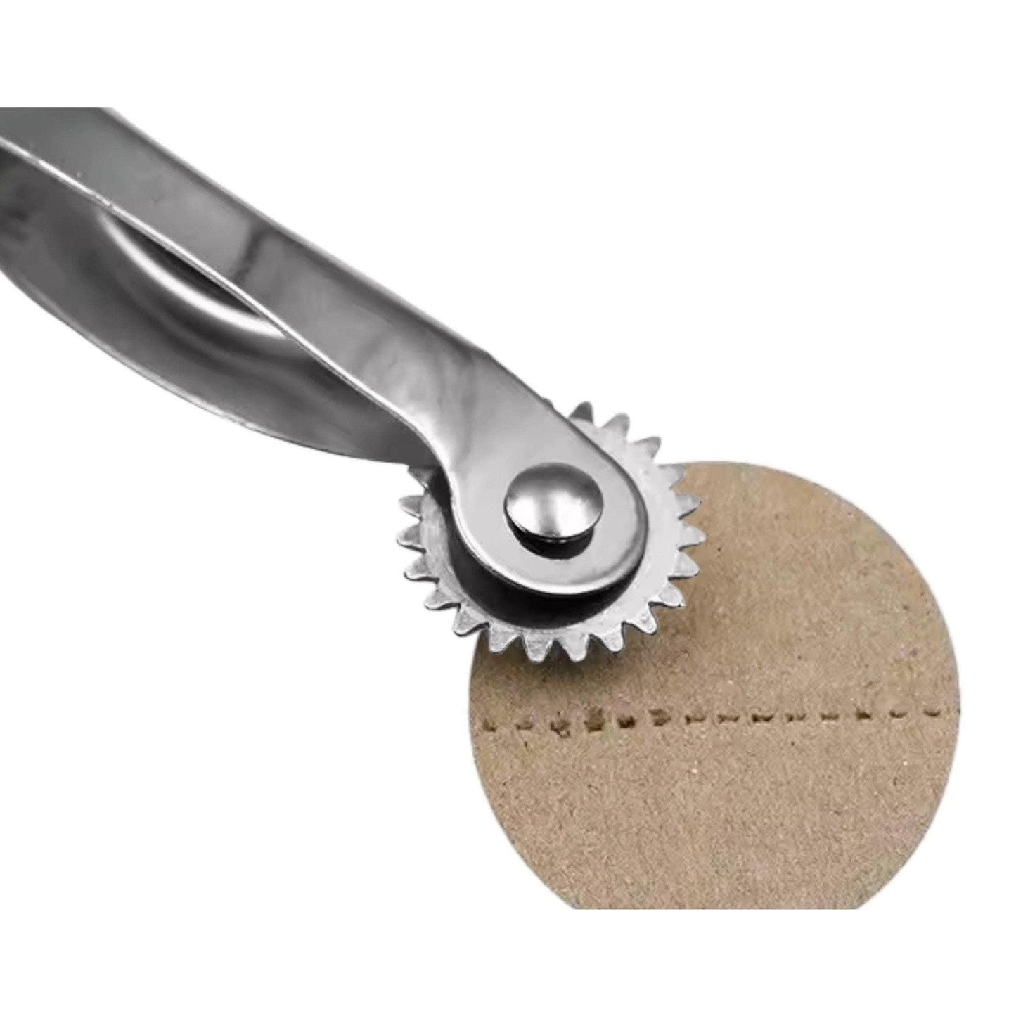 Serrated Tracing Wheel, Leather Fabric Craft Tool Wooden and Composite Handles, 6.89 inches, 4mm Spurred Wheel for Patterns