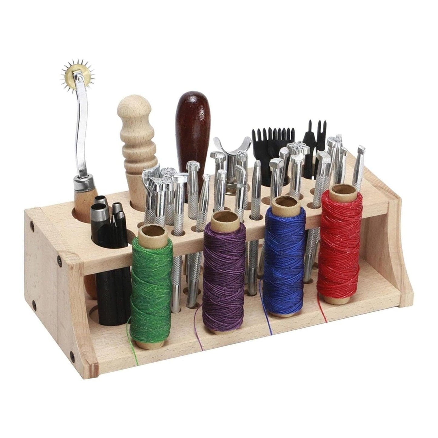 27 Slot Wooden Tool Organizer Storage Station for Leather & Sewing Crafts, Works