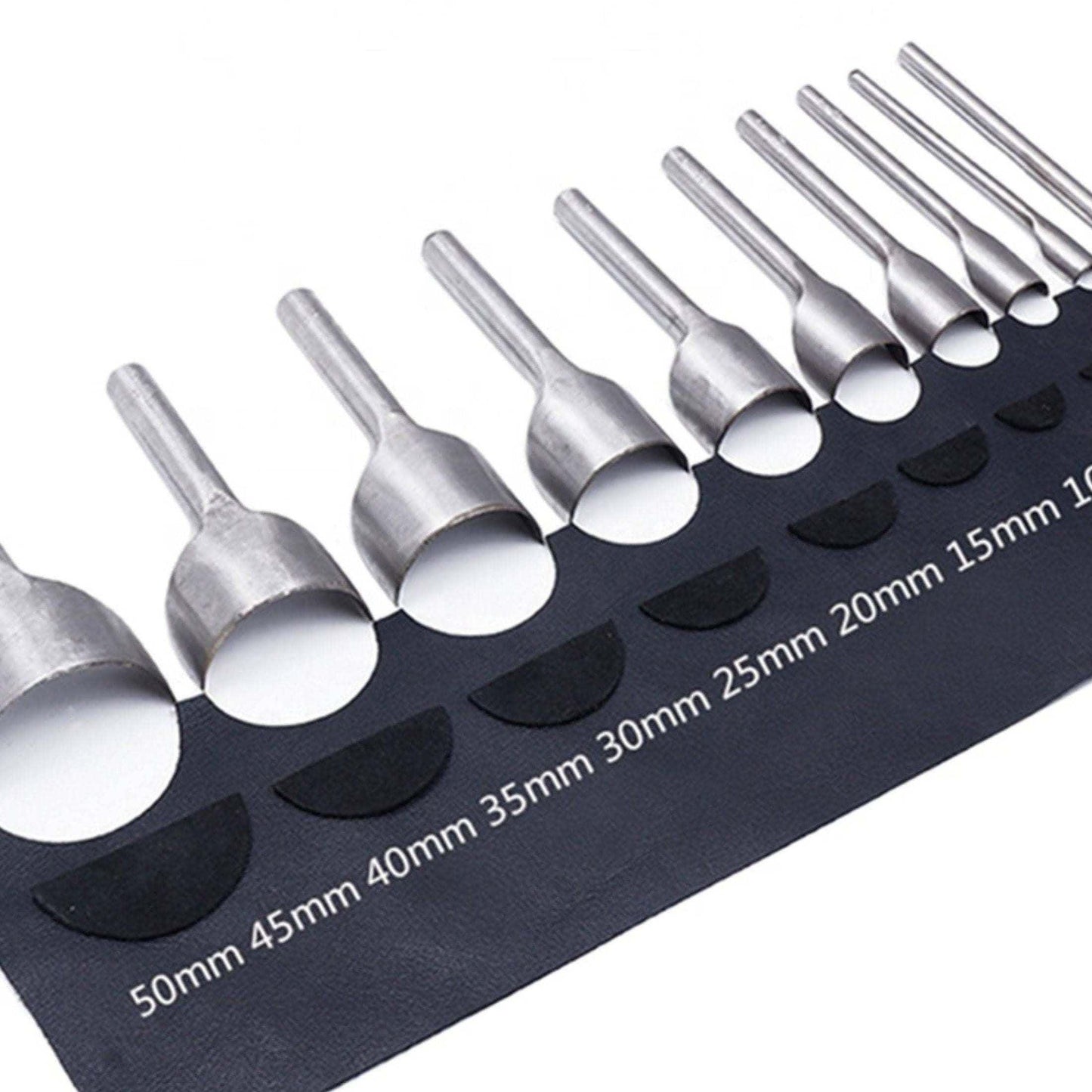 12 Piece Leather Belt End Punch Set | 3mm-50mm | Half Round Leather Cutter Punch Tool