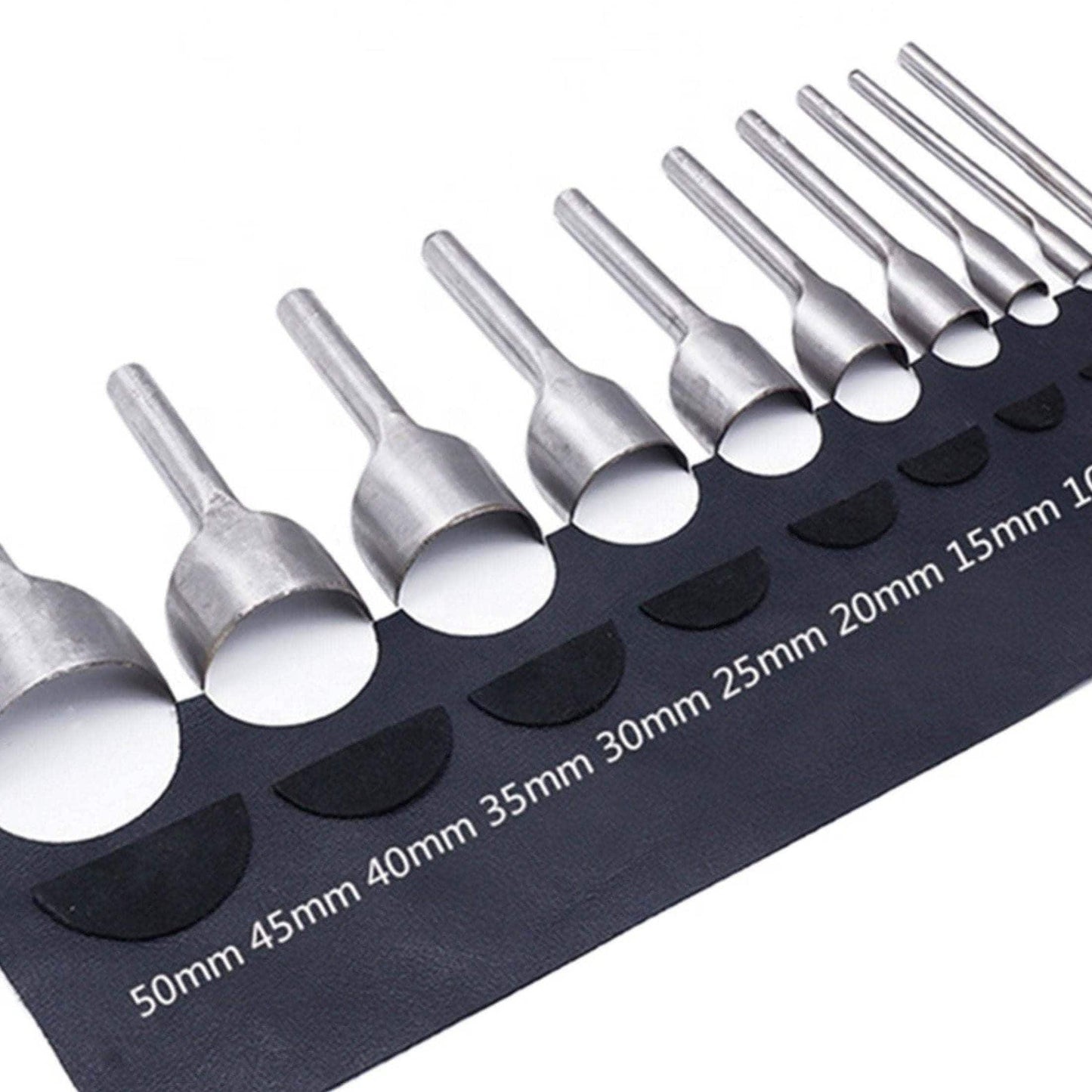 12 Piece Leather Belt End Punch Set | 3mm-50mm | Half Round Leather Cutter Punch Tool