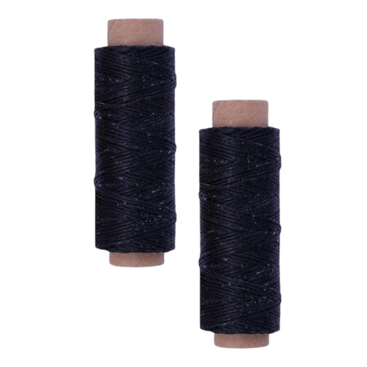 2-Pack Premium Waxed Polyester Thread for Leather Crafting, 1mm x 164ft, Durable Coating for Lacing, Stitching, Leath Craft Projects Black