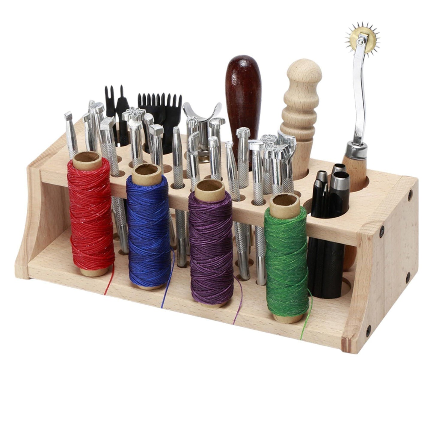 2-Pack [27 Slot] Wooden Tool Organizer Storage Station for Leather & Sewing Craf