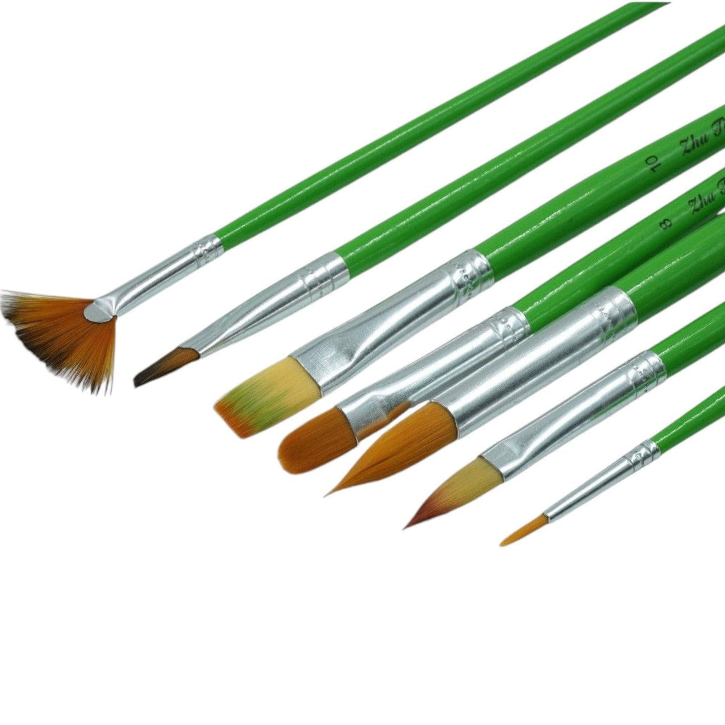 7 Piece Set of Euro Style Wooden Paintbrush Set for Acrylic Watercolor Oil Gouac