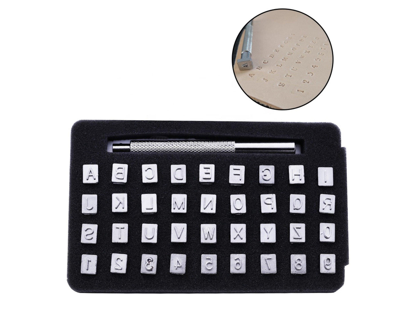 36 Piece Alphabet & Numbers Leather Stamp Set