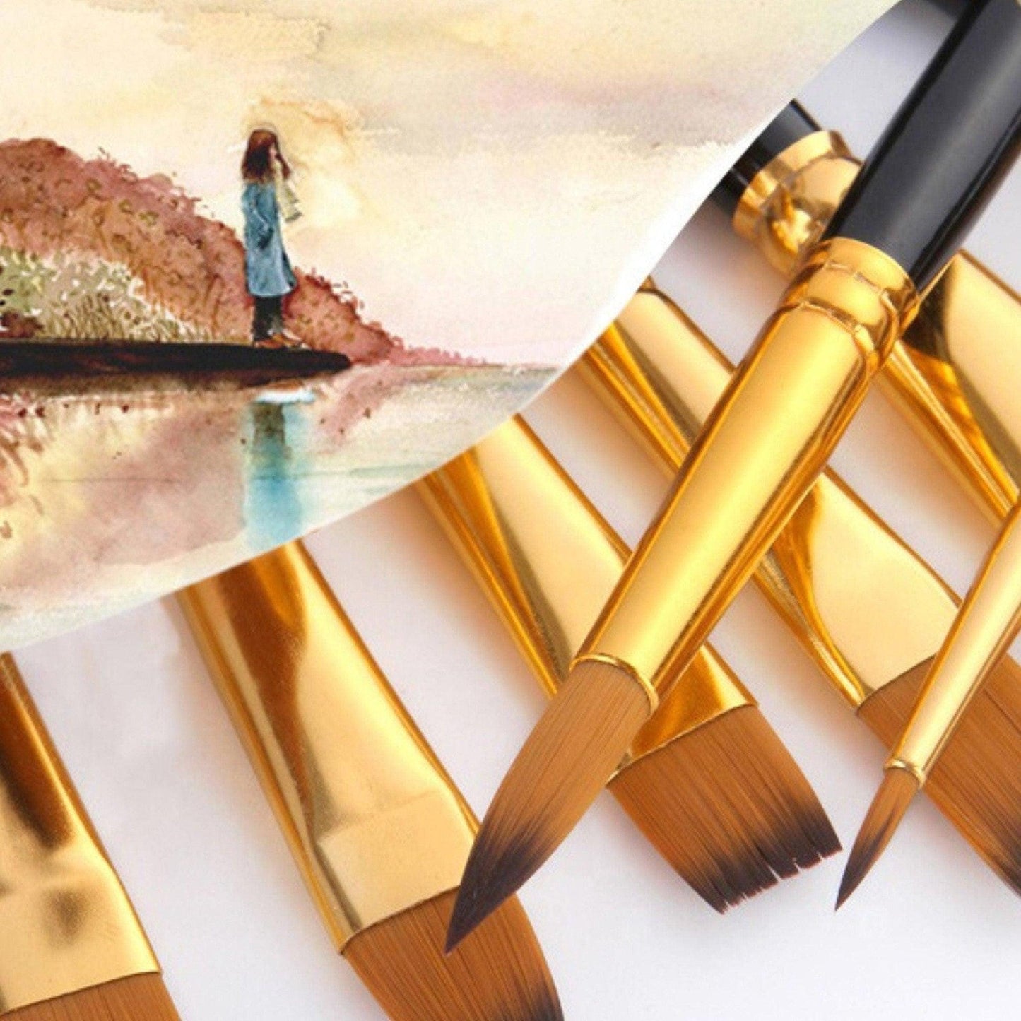 18 Piece Nylon Wool Artist Paint Brush Set with Carry Case for Acrylic, Watercolor, Oil, Gouache