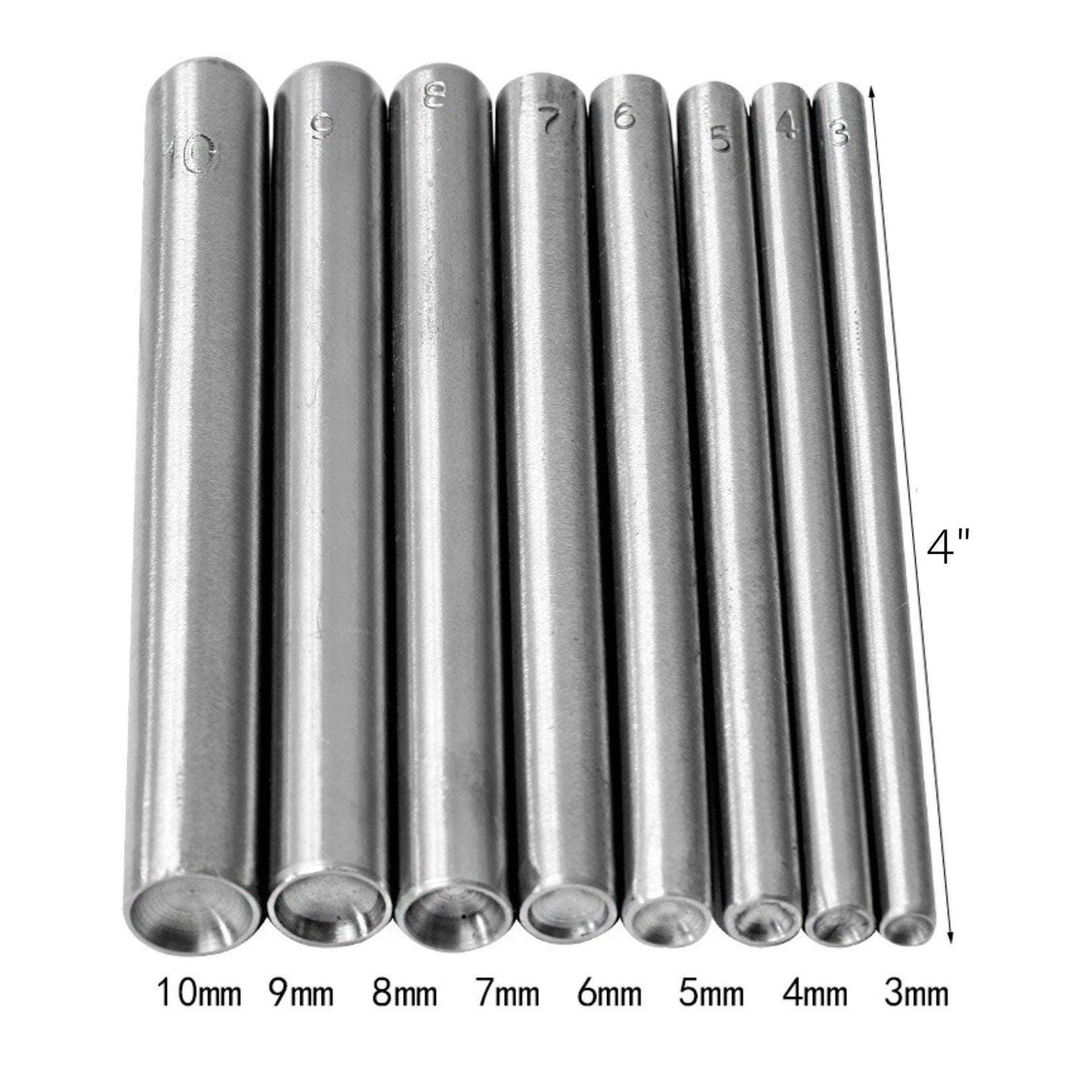 8 Piece Mushroom Domed Snap Rivet Punch Setter | 3mm-10mm | Leather Craft Punching Tool Set