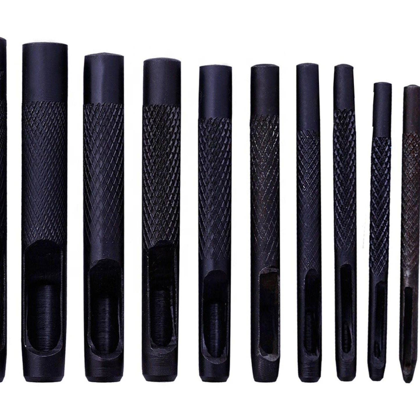 1-10mm (11pc) Leather Belt Round Shape Hallow Hole Punch Set - Black | 1mm - 10mm | Leather Punch Tool Set