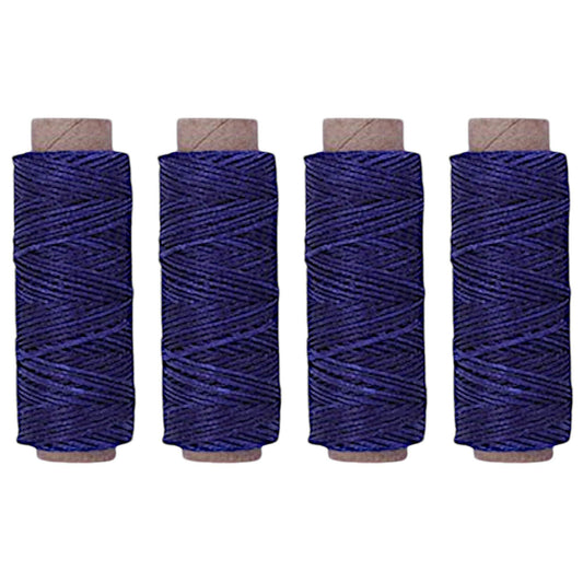 4-Pack [Blue] Sapphire Premium Waxed Polyester Thread for Leather Crafting, 1mm 4 x 164ft, Durable Coating for Lacing, Stitching, Leath Craf