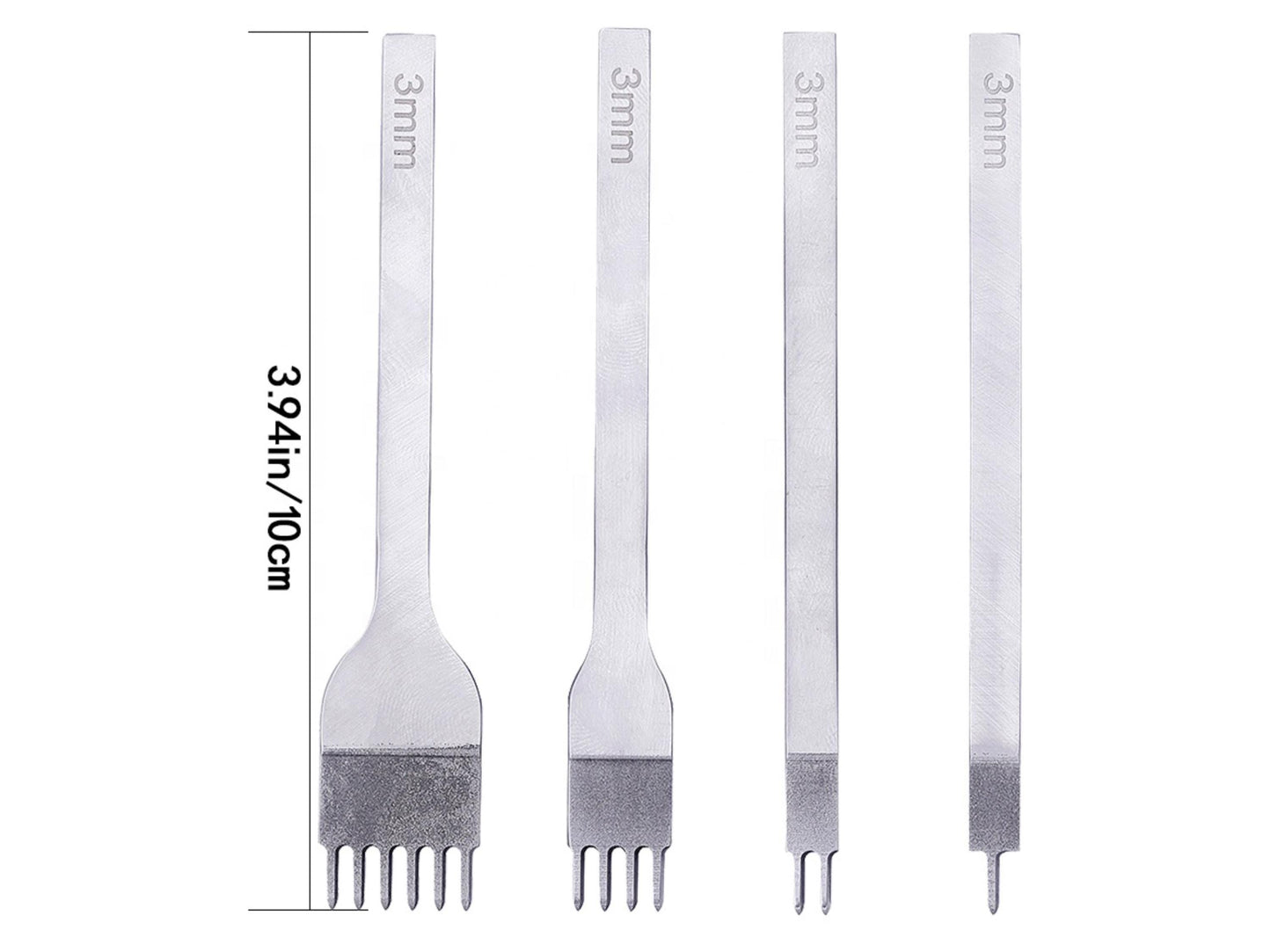 4-Piece [3mm] Leather Hole Steel Punch Tool Set, 6mm High-Carbon Steel, 1/2/4/6
