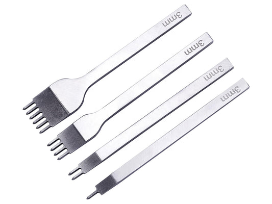 4-Piece [3mm] Leather Hole Steel Punch Tool Set, 6mm High-Carbon Steel, 1/2/4/6