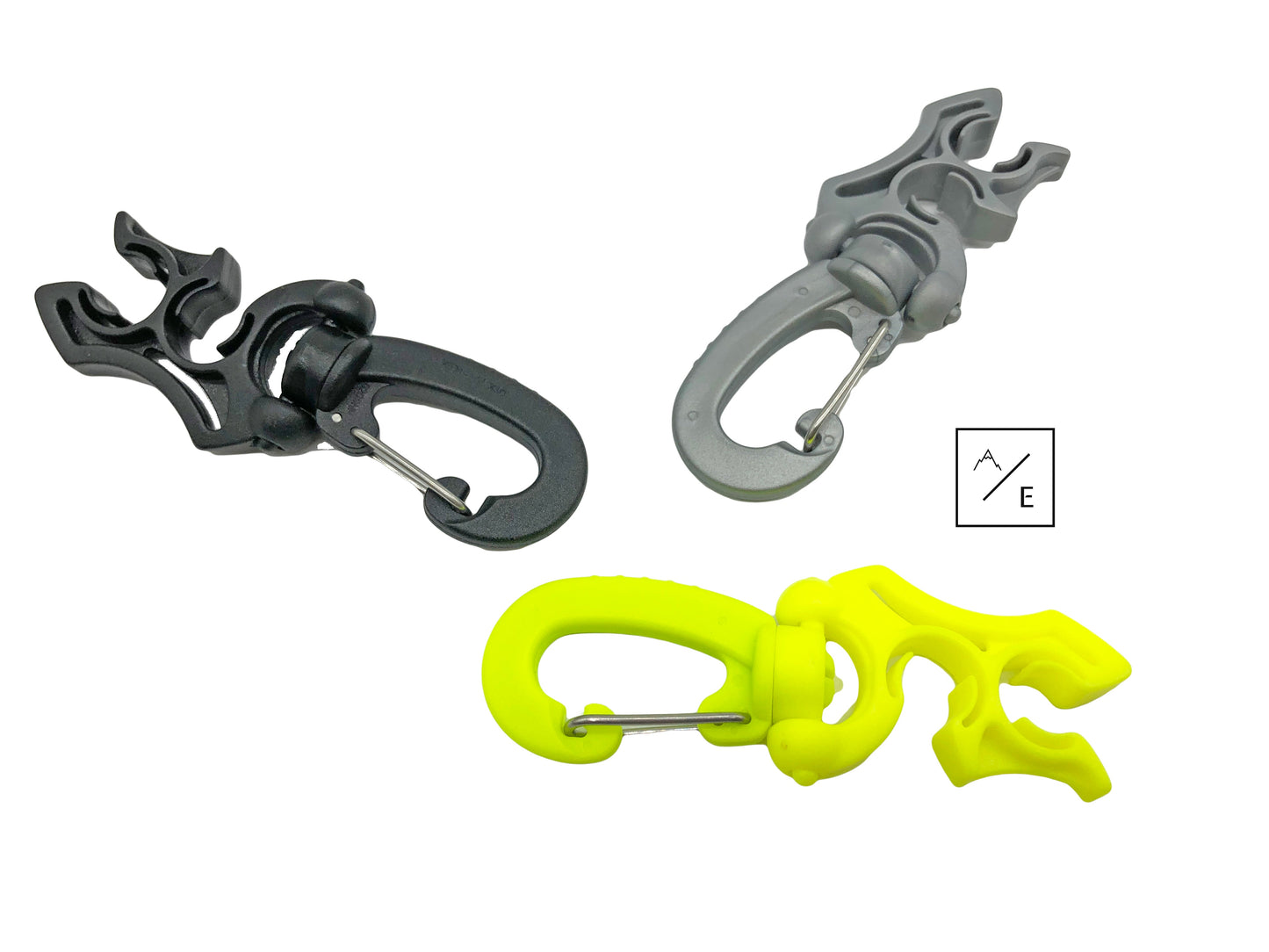 Diver Hose Regulator Clip | 2-Slot Retainer for Scuba Diving BCD Octopus Regulator | Grey Black Yellow